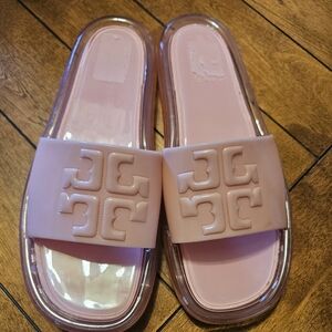 Tory Burch Pink Jelly Slide Sandals Sz 13B